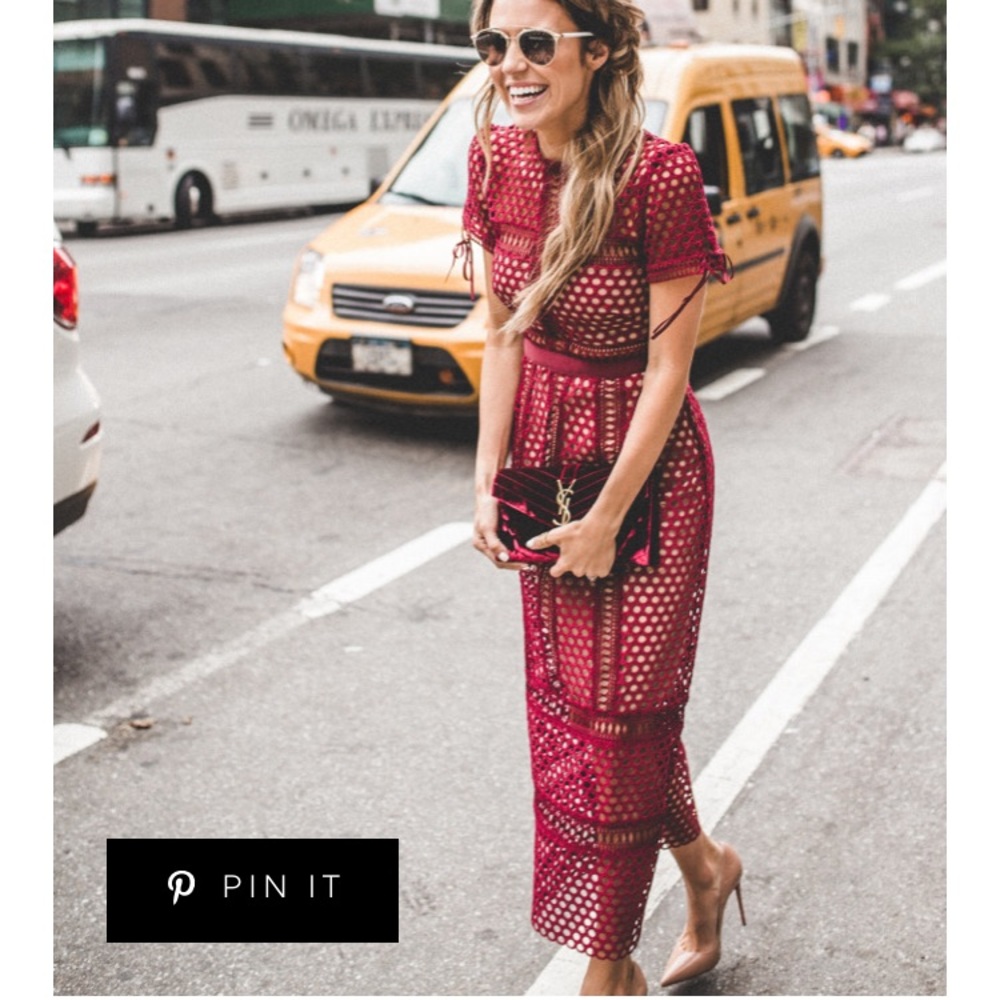 ISO Self-Portrait Burgundy Midi Dress